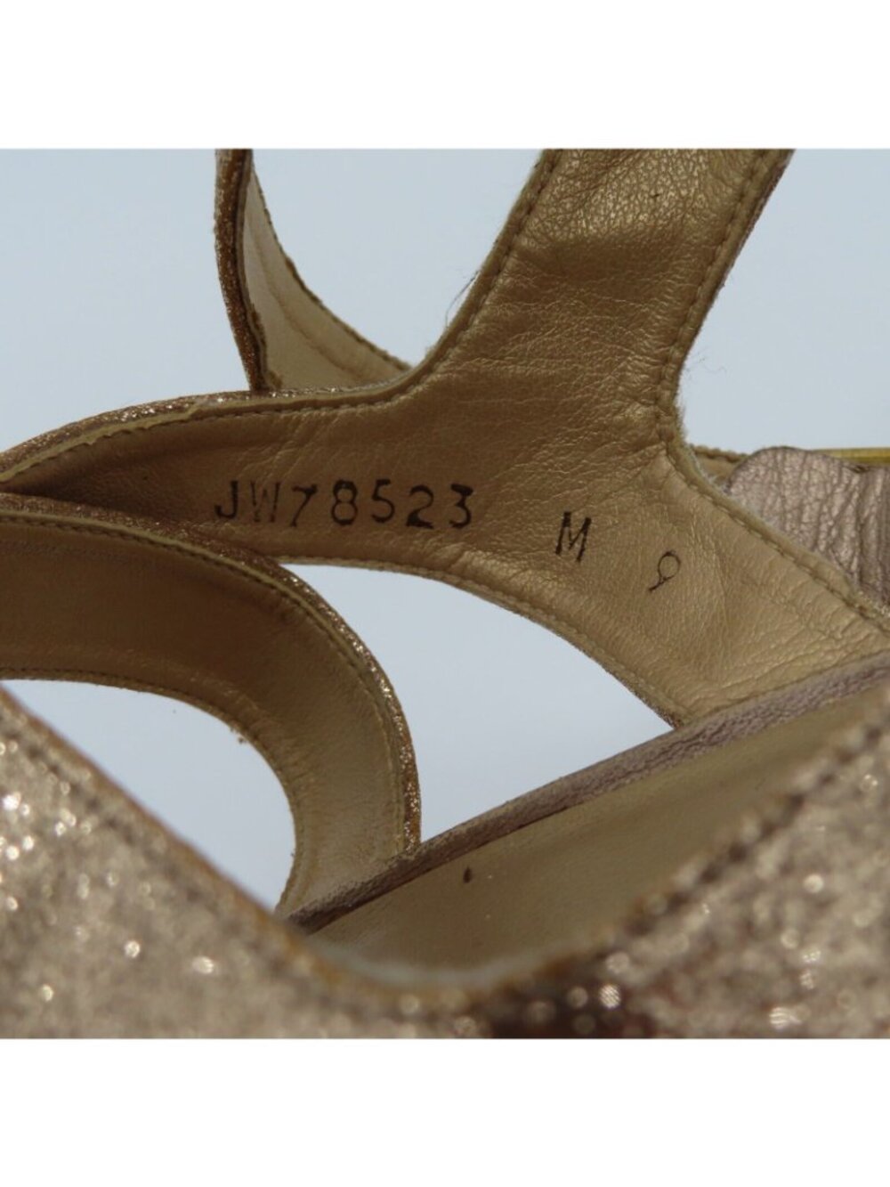 Stuart Weitzman Women 9M Gold Glitter Cork Platform Wedge Sandals Strappy Shoes - Picture 8 of 13